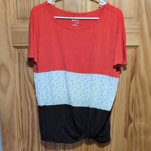 Maurices Red, White, and Black Colorblock Tee